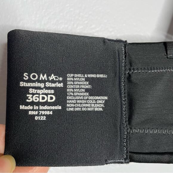 Soma Stunning Starlet Multi-Way Strapless Bra Black 36DD Crisscross Back - Picture 7 of 8